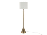 64" Contemporary Metal Floor Lamp in Gold Metal with White Linen Shade B202P224209