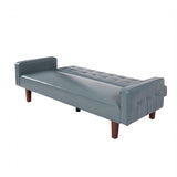 ZUN Grey Convertible Double Folding Living Room Sofa Bed, PU Leather, Tufted Buttons,Removable Wooden 63596474