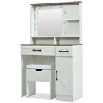 ZUN Farmhouse Makeup Vanity Desk with Mirror and Lights, 3 Lighting Modes, Vanity Set with Stool, 45077728