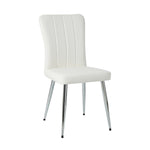 ZUN Modern white PU dining chair, cloth upholstered chair, electroplated metal chair legs, suitable for W210P224292