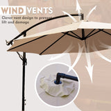 ZUN 10 ft. Steel Cantilever Offset Outdoor Patio Umbrella with Crank Lift - Beige W2181P181959