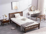 Cap, curved head and footboard, vertical decorative strips, painted surface, pine wood, brown, Twin 81185658