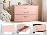 3-Drawer Chest with Faux Rose Gold Handles Drawer Dresser 25.98*12.99*22.05in Pink 22792346