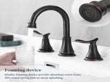 2-Handle 8 inch Widespread Bathroom Sink Faucet Oil Rubbed Bronze Lavatory Faucet 3 Hole 360&deg 00810312