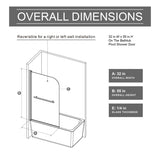32.in W x 55.in H Shower Door Bathtub, 1/4 inch Thick Bohemian PatternTempered Glass Shower Door W3048P354730