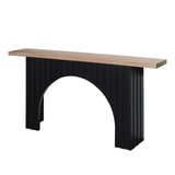 Modern Minimalist Console Table with Black Arch Base and Natural Wood Top,66in Length Console W2729P199007