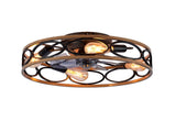 19INCH 7 Blades Caged Ceiling Fan with Remote Control ,Flush Mount Ceiling Fan with Light Kit W3596P457959