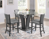 ZUN 2pc Contemporary Glam Upholstered Counter Height Dining Side Chair Padded Plush Gray Fabric B011P151403