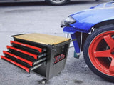 4 DRAWERS MULTIFUNCTIONAL TOOL CART WITH WHEELS AND WOODEN TOP W110265906