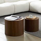 ZUN MDF nested table set 2 pieces, handcrafted round coffee table in living/lounge area, walnut color W2085P231698