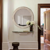 23.62 inches Wood Round Decorative Mirrors for Wall Decor, Rustic Circle Mirror for Bedroom, W2295P246675