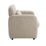 Contemporary Accent Chair Taupe Boucle Fabric Upholstery Plywood Frame Pillow Cozy Living Room B011P308555