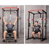 ZUN Power Cage Squat Rack Stands Gym Equipment 1000-Pound Capacity Exercise pull-up down 44896527