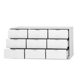 White 9 Drawer Dresser, 63" Large Deep Chest of, Wooden Dresser Storage Cabinet with 9 W409P307594