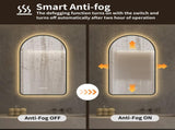 28"x48"Arched LED Mirror for Bathroom,Time and temperature display, Backlight, Anti-Fog, Dimmable, W2709P242512