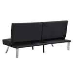 ZUN WOOD FRAME, STAINLESS LEG, FUTON, SOFA BED BLACK PVC W2297P247530