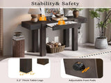 TREXM Rustic Minimalist Console Table with Hidden Drawer, Side Power Outlet,Wood Entryway Table for N715P361518P