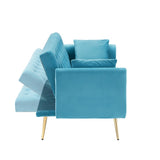 71 inch convertible love seat sofa, American retro, light blue velvet, suitable for small living W1658P191740