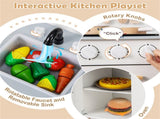 White Kids Interactive Wooden Kitchen Playset with Realistic Lights & Sounds 02819061
