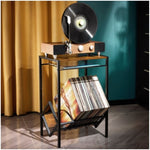 ZUN Electric stand with vinyl storage rack, 3-layer coffee table vinyl record display 28473775