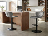 2-Pack Adjustable Height Bar Stools with 360&deg Swivel, Dutch Velvet Upholstered Bar Chai - Gray 69551069