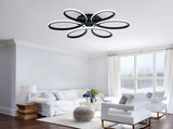 23 inch Modern LED Ceiling Light, 6 Rings Flower Flush Mount Light Fixture with Remote Control Black W5008P467008