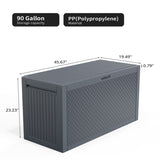 90gal Outdoor Garden Plastic Storage Deck Box Chest Tools Cushions Toys Lockable Seat 01303501