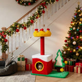 29.5in Christmas Themed Plush Cat Tree, Multi-level Cat Tower with Cat Condo, Top Crown Perch, Sisal 29552567
