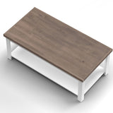 ZUN 48 inch Hampton Coffee Table, No Assembly Required, Jasmine Whitewash and Barnwood Finish B108131544