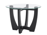 23.5 inch round glass table, black round table center table with glass top, small W487P317840