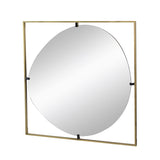 32x1x32" Poppy Mirror with Gold Metal Frame Contemporary Design for Bathroom, Entryway Wall Decor W2078124324