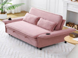 65.74-inch pink letter striped fabric multi-functional sofa bed, suitable for bedrooms and living W3371P311783