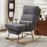 ZUN Modern Teddy Gliding Rocking Chair with High Back, Retractable Footrest, and Adjustable Back Angle W2012137613