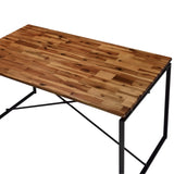 Oak and Black Dining Table with Metal Sled Base B062P209311
