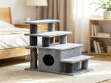 Adjustable Cat Stairs with Scratching Post & Toy Ball, 3/4-Step Design, for Bed & Sofa 90266007