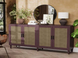 70" Rattan Buffet Cabinet with Storage, 4-Door Sideboard Buffet Cabinet with Adjustable Shelves for W757P279743