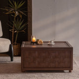 Farmhouse Coffee Table with Storage, Large Square Coffee Table for Living Room, Brown W3158P297430