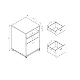 Home office desk with modesty panel and detached cabinet on locking wheels with two drawers B107P283305