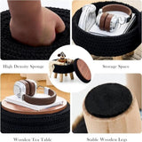 Round Ottoman with Storage Multifunctional Cotton Knitted Shoe Changing Stool Footrest Stool for 90939989