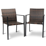 ZUN Set of 2 Stackable Outdoor Wicker Patio Dining Chairs, All-Weather Firepit Armchair with Armrests, 80539586