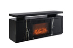 ZUN ACME Drisana TV Stand w/Fireplace, Black Mirrored Finish LV03868