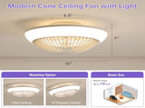 15 Inch RGB Dimmable Led Enclosed Ceiling Fan with Light Modern Bladeless 6 Speed Remote Control for 06607496