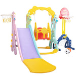 ZUN 5 in 1 Slide and Swing Playing Set, Toddler Extra-Long Slide with 2 Basketball Hoops, Football, W2181139401