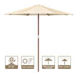 ZUN Stylish Wooden 9 ft Patio features wooden ribs and pole - Aluminum Frame Market 51102259