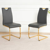 ZUN Modern Charcoal PU dining chair Living room chair upholstered chair, Gold-plated metal chair leg W210P199114