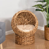 23.5" H Brown cat bed with upholstered, cat basket bed cat house 72080285