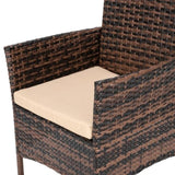 ZUN 2pcs Arm Chairs 1pc Love Seat & Tempered Glass Coffee Table Rattan Sofa Set Brown Gradient 57903633