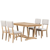 ZUN Rustic 5-piece Dining Table Set with 4 Upholstered Chairs, 59-inch Rectangular Dining Table with 26012083