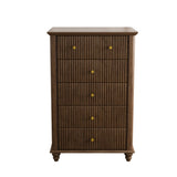 Fluted 5 Drawer Dresser, 45 Inch Tall Modern Chest of Drawers, Bedroom Dresser with Metal Handle, W1716P330707