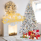 Artificial 6ft Flocked Christmas Tree with 888 PVC Branch Tips, Pine cone*35pcs, 350L Colorful led, 91486641